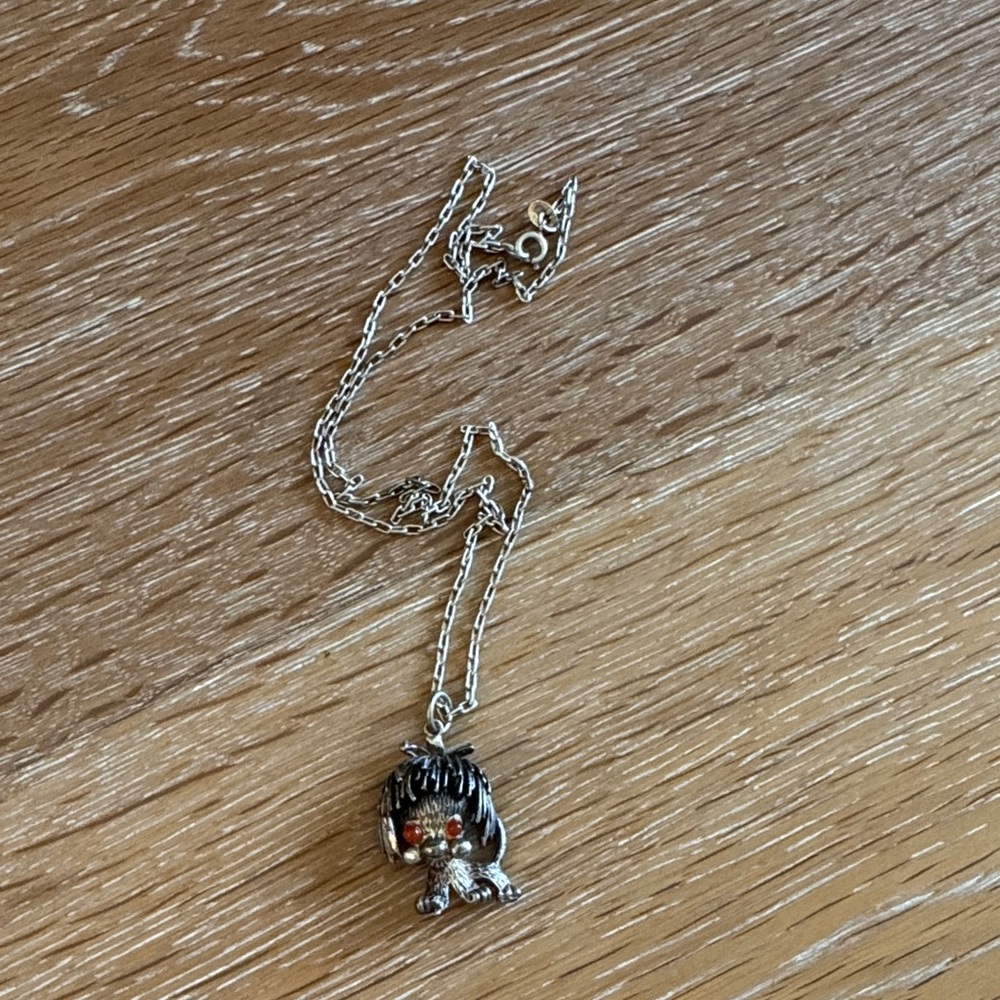 Vintage Silver Dog Pendant and Chain